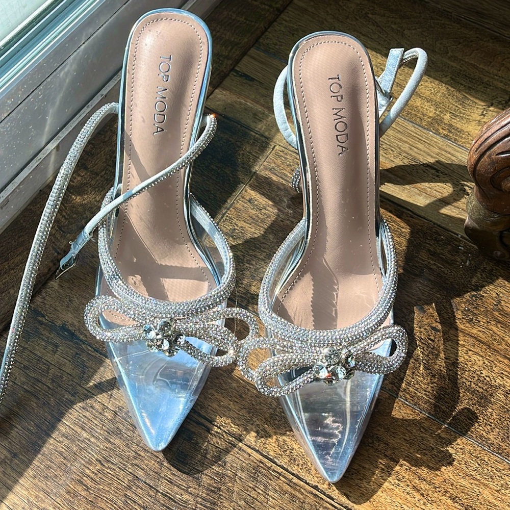 Rhinestone Bow Heels